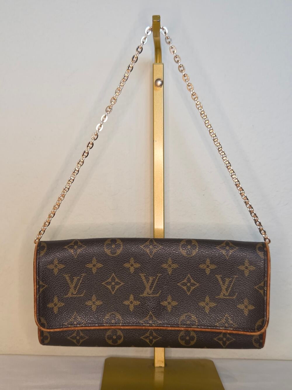 Louis Vuitton Twin Pochette Monogram Clutch Shoulder Bag CA0910 Chain Strap